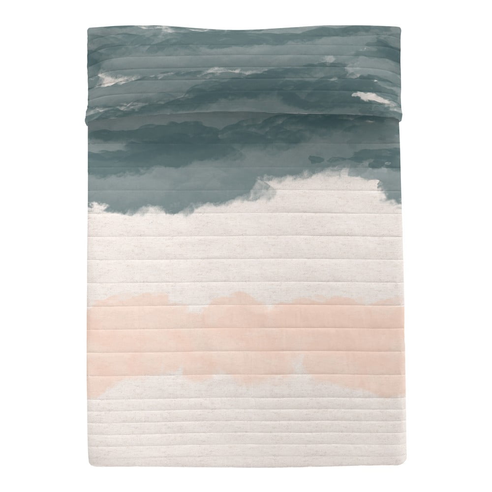 Rózsaszín-szürke pamut steppelt ágytakaró 180x260 cm Seaside – Blanc