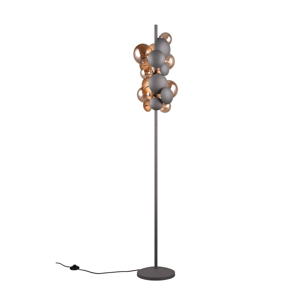 Szürke-aranyszínű állólámpa üveg búrával (magasság 155 cm) Bubble – Trio Select