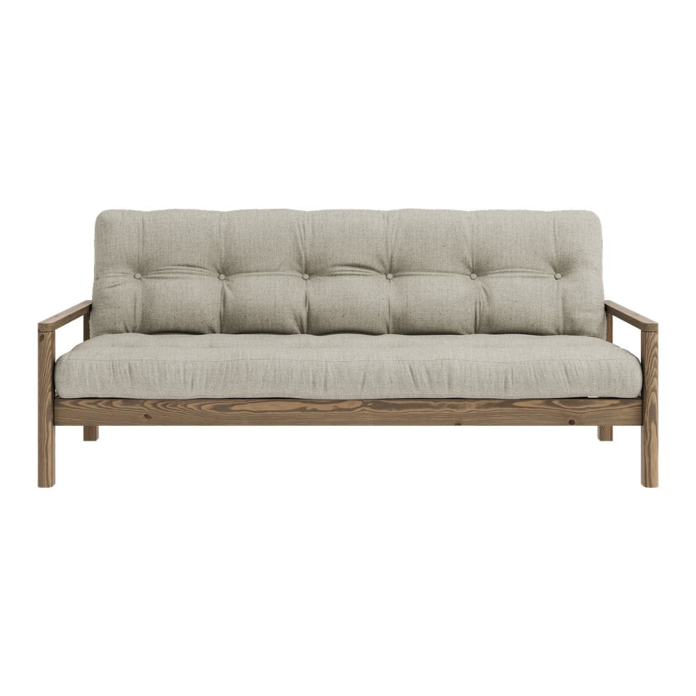 Bézs len kinyitható kanapé 205 cm Knob – Karup Design