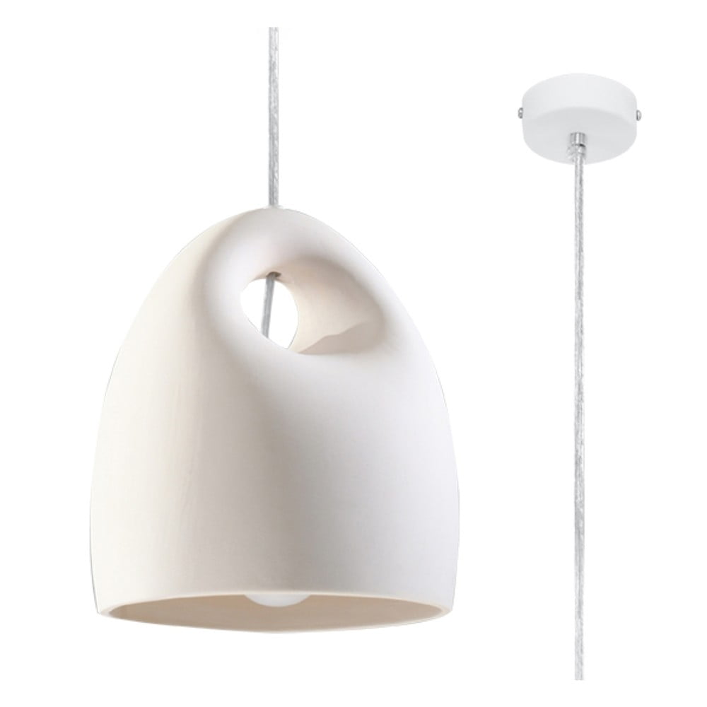 Fehér függőlámpa kerámia lámpaernyővel ø 25 cm Sativa – Nice Lamps