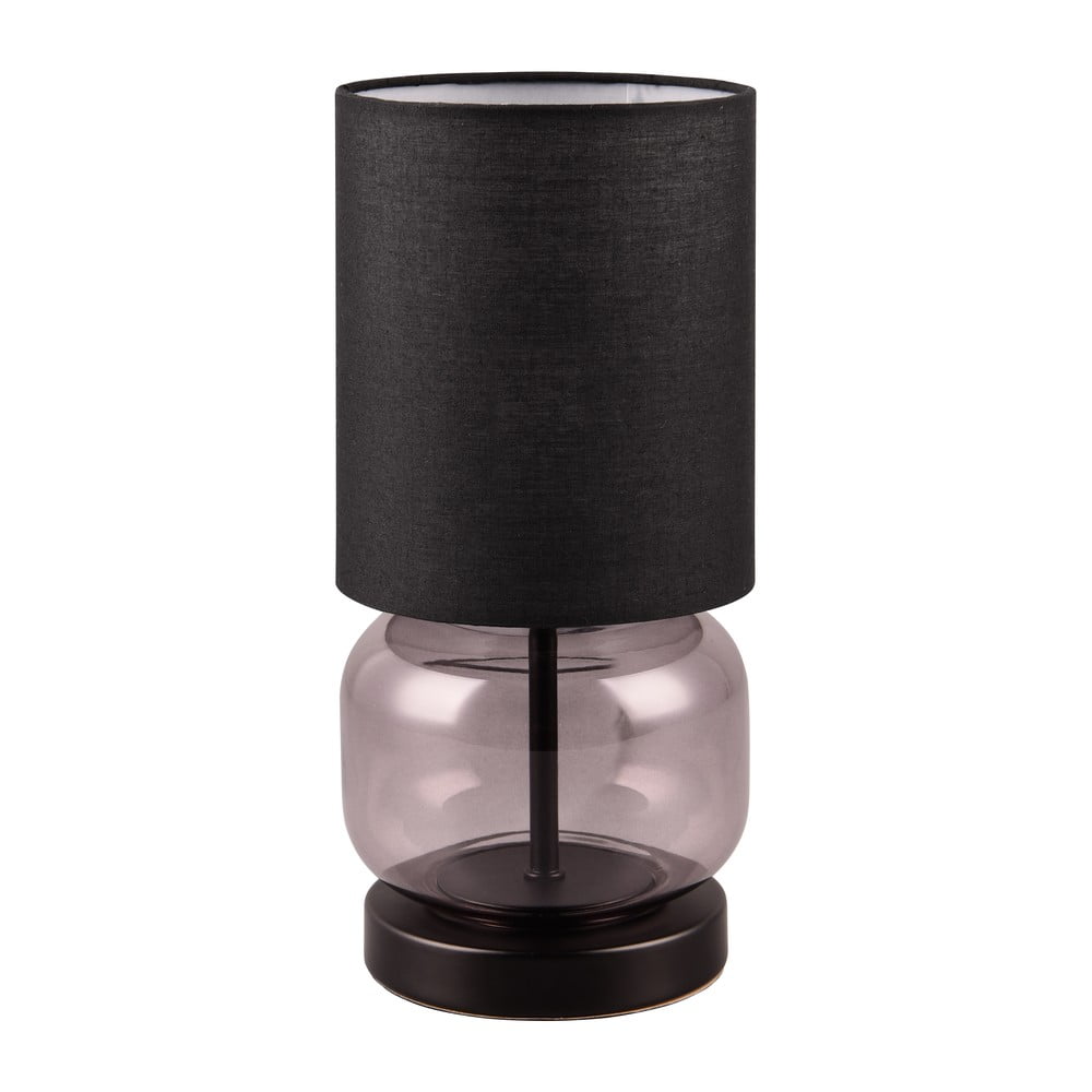 Fekete-lila asztali lámpa textil búrával (magasság 28