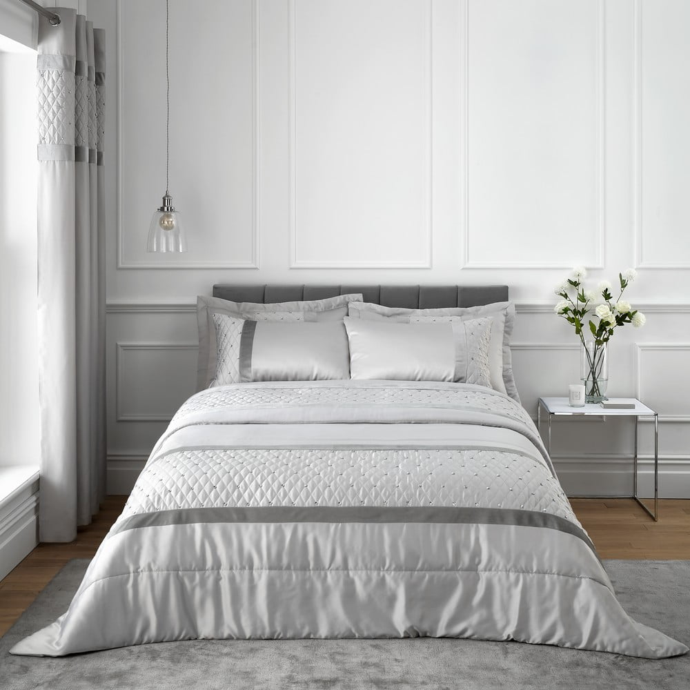 Szürke szatén ágytakaró franciaágyra 240x260 cm – Catherine Lansfield