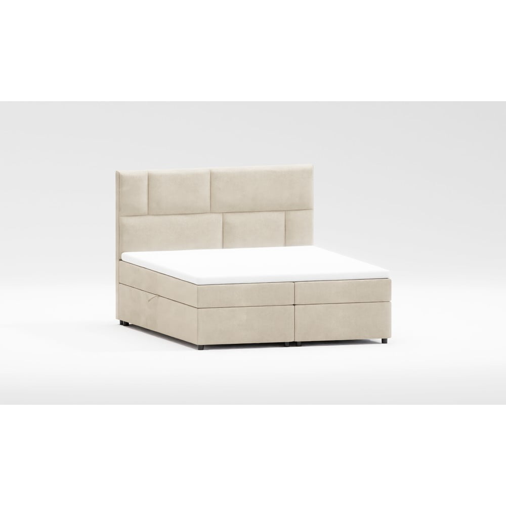 Bézs ágyneműtartós boxspring ágy 180x200 cm Lola – Ropez