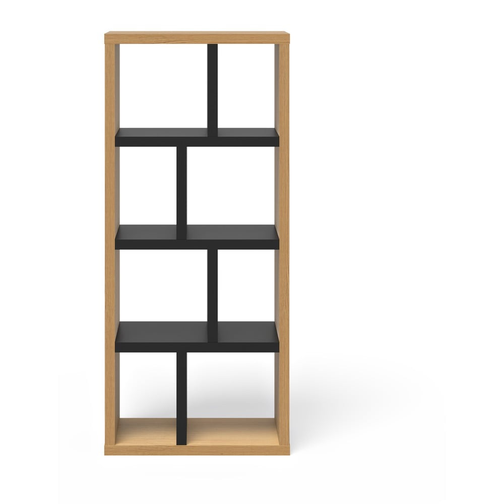 Fekete-natúr színű könyvespolc tölgyfa dekorral 70x159 cm Berlin – TemaHome