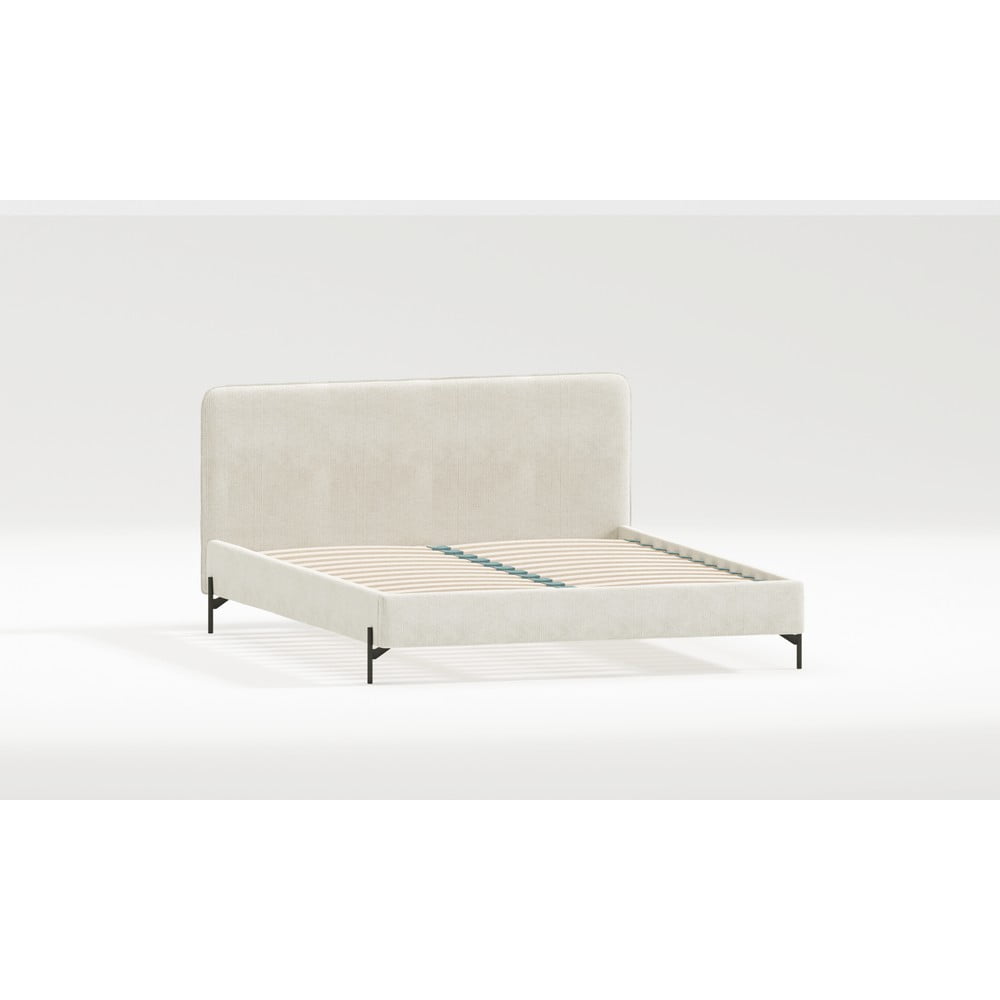 Bézs kárpitozott franciaágy ágyráccsal 200x200 cm Barker – Ropez
