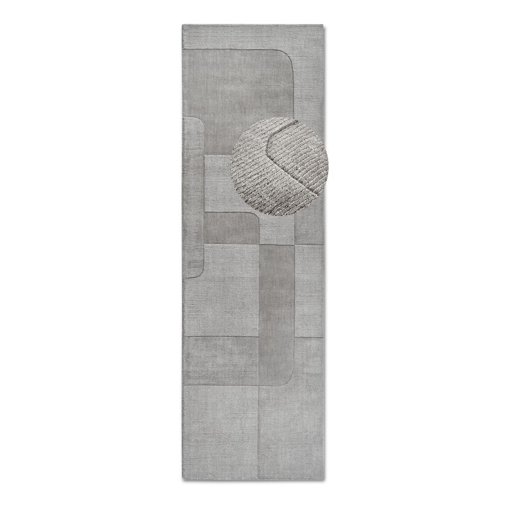 Szürke kézi szövésű gyapjú futószőnyeg 80x250 cm Charlotte – Villeroy&Boch