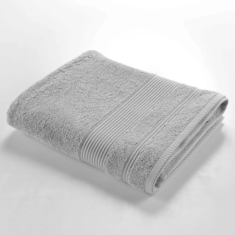 Világosszürke frottír pamut fürdőlepedő 90x150 cm Tendresse – douceur d'intérieur