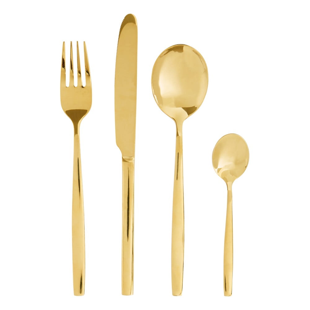 Aranyszínű rozsdamentes acél evőeszköz készlet 16 db-os Avie – Premier Housewares