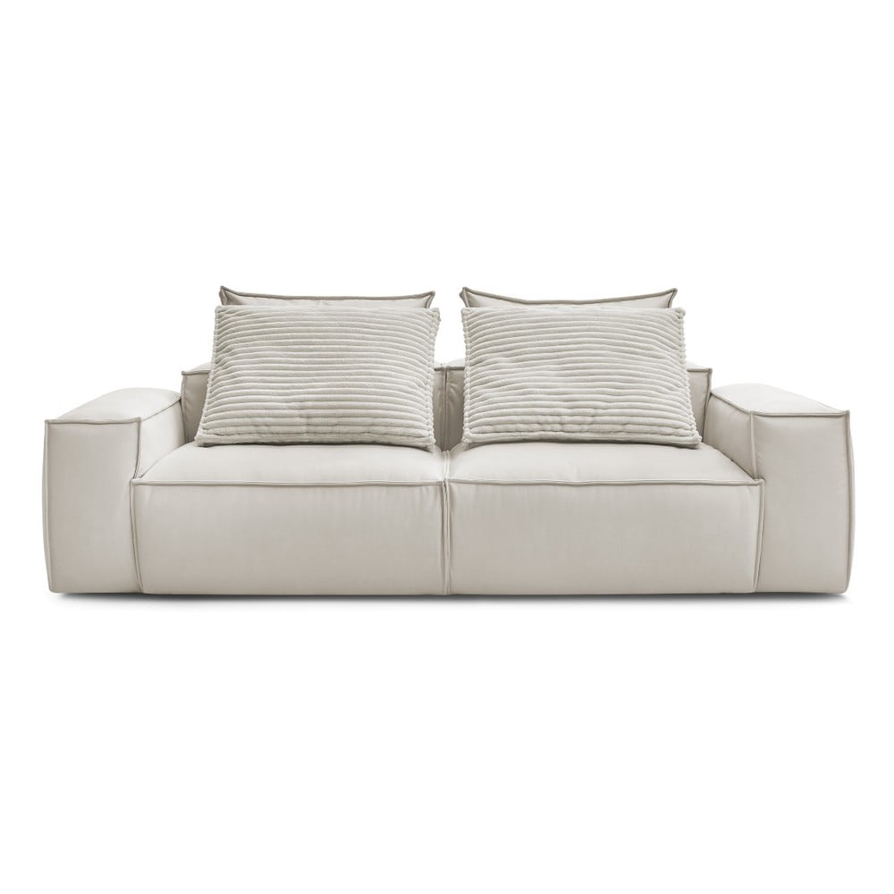 Bézs bőrutánzat kanapé 260 cm Boheme – Bobochic Paris