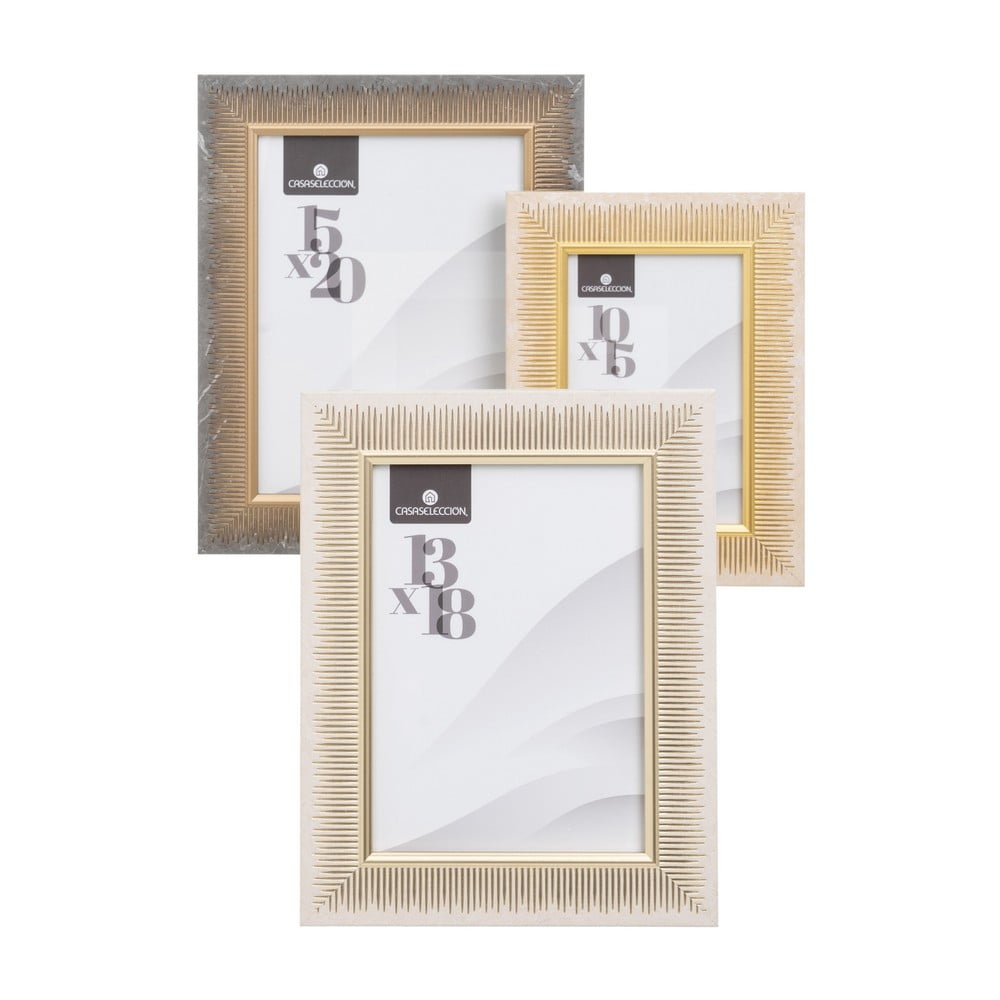 Barna-natúr színű műanyag álló-fali képkeret szett 3 db-os 19x24 cm – Casa Selección