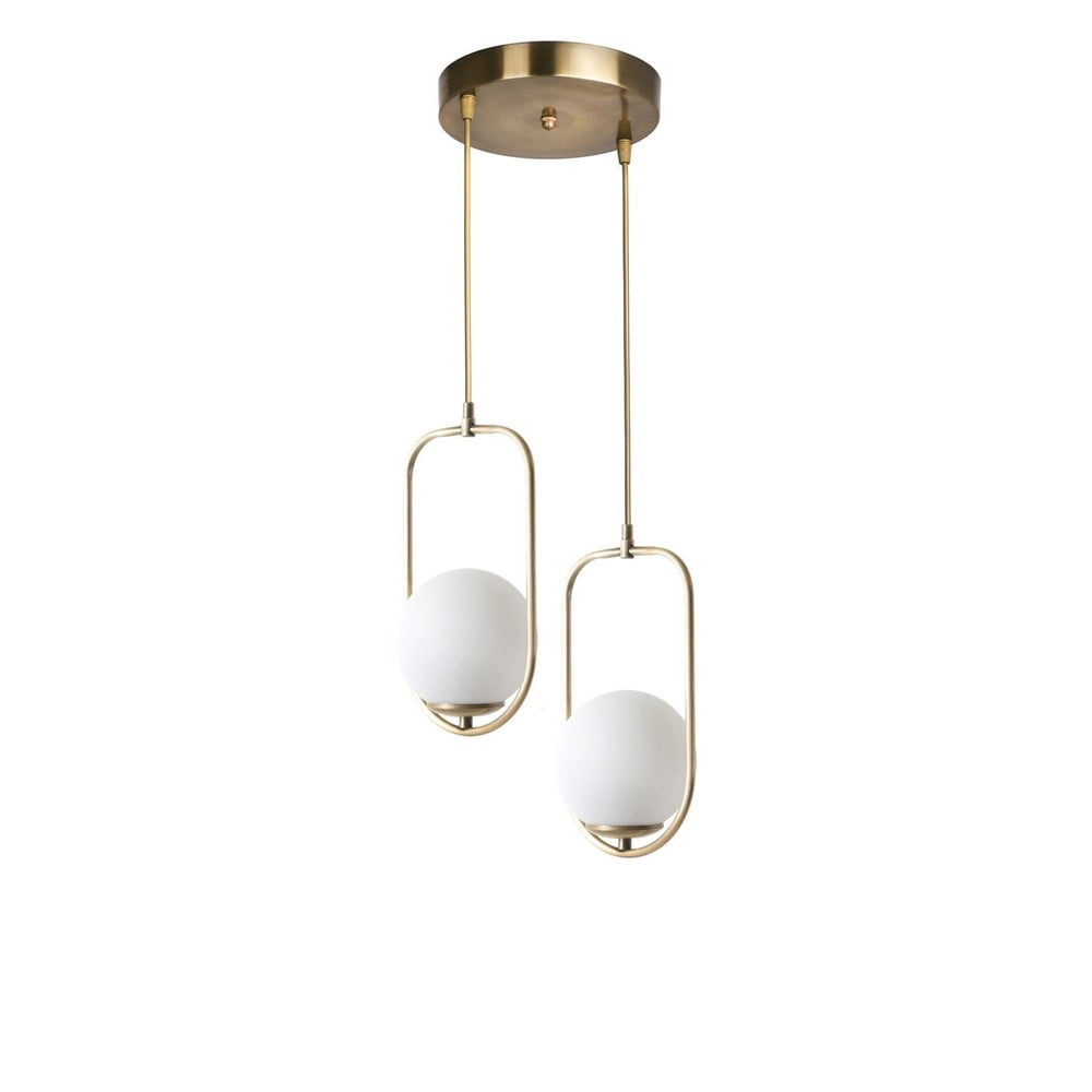 Fehér-aranyszínű függőlámpa üveg búrával ø 25 cm Ahu – Opviq lights