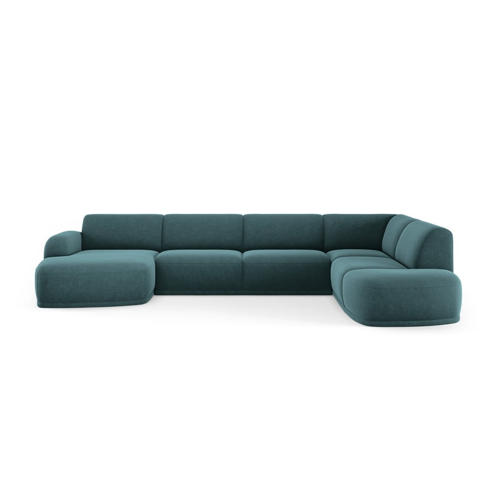 Kék bársony sarokkanapé Erin – Micadoni Home