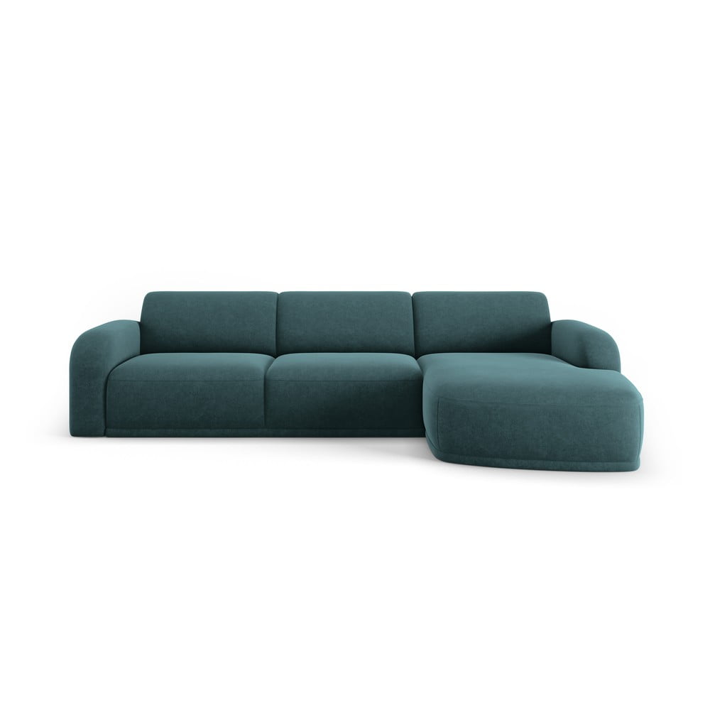 Kék bársony sarokkanapé Erin – Micadoni Home