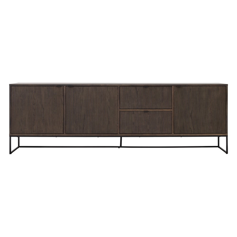 Sötétbarna alacsony komód tölgyfa dekorral 235x76 cm Bali – Tenzo