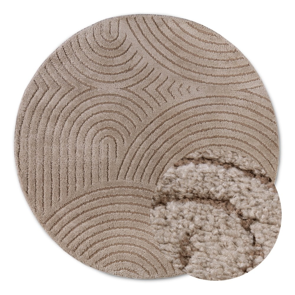 Világosbarna kerek szőnyeg ø 200 cm Panglao New York Taupe – Elle Decoration