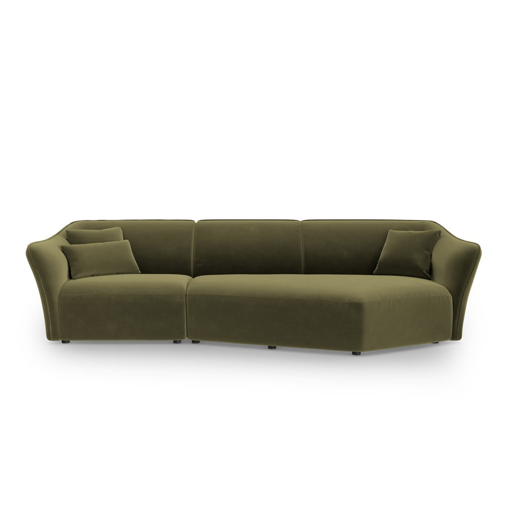 Zöld bársony sarokkanapé Tokyo – Cosmopolitan Design