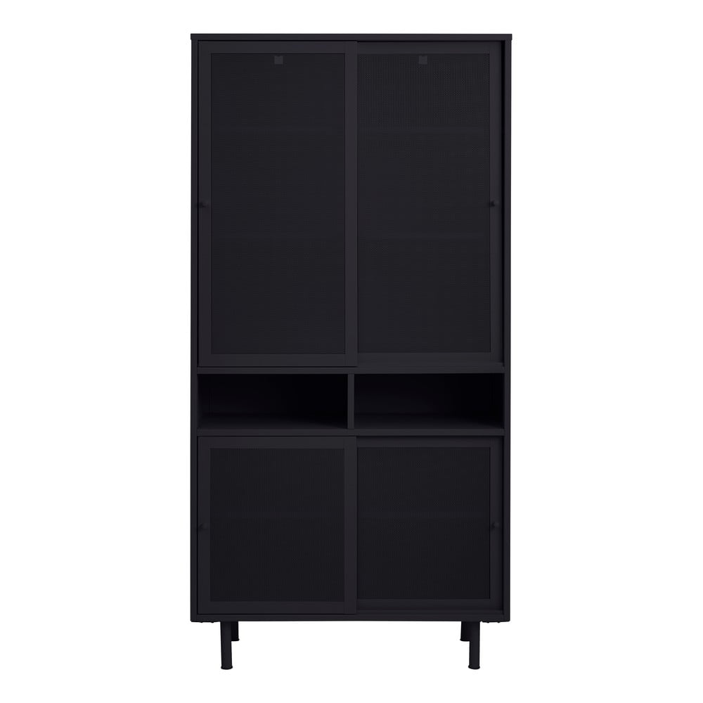 Fekete fém szekrény tolóajtóval 90x180x40 cm Veep – Unique Furniture