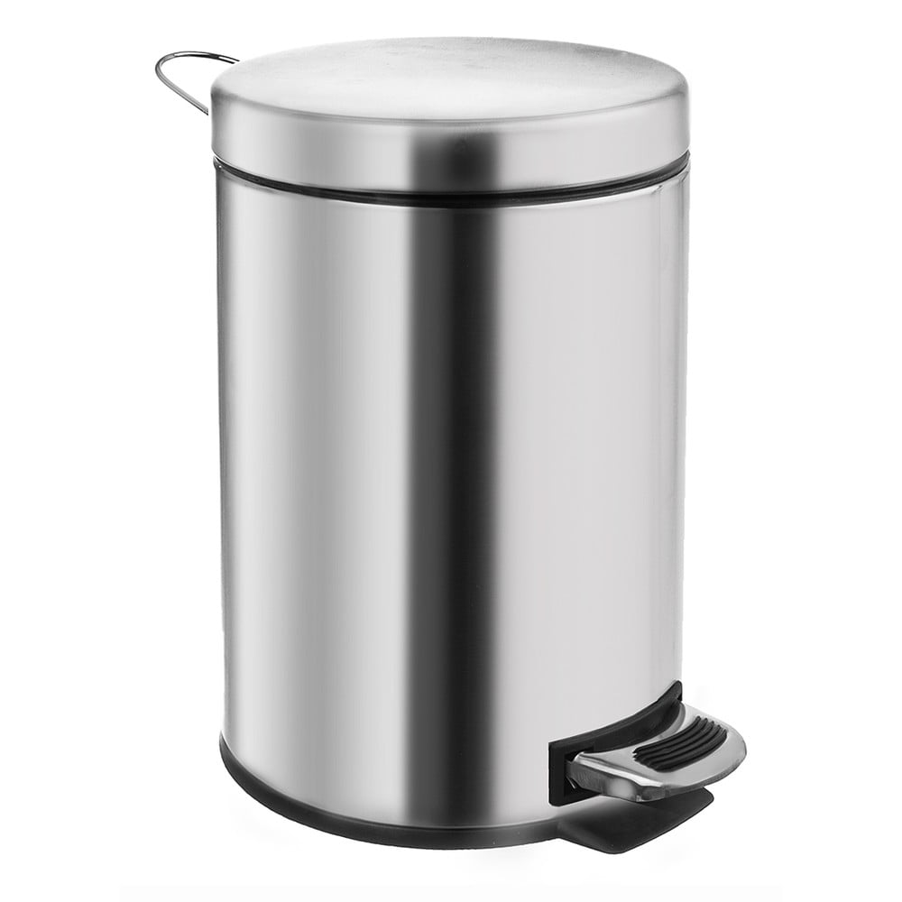 Fényes ezüstszínű rozsdamentes acél pedálos szemetes 12 l – Orion