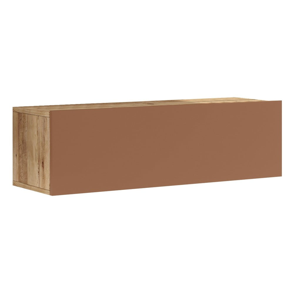 Téglavörös-natúr színű TV-állvány borovi fenyő dekorral 140x30x32 cm – Kalune Design