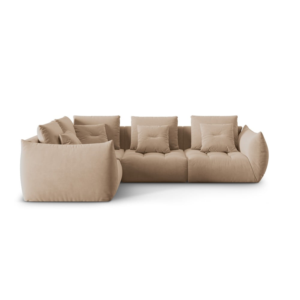 Bézs buklé sarokkanapé (bal oldali-L alakú) Bloom – Micadoni Home