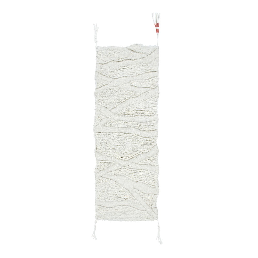 Fehér mosható kézi szövésű gyapjú futószőnyeg 70x200 cm Enkang Ivory – Lorena Canals