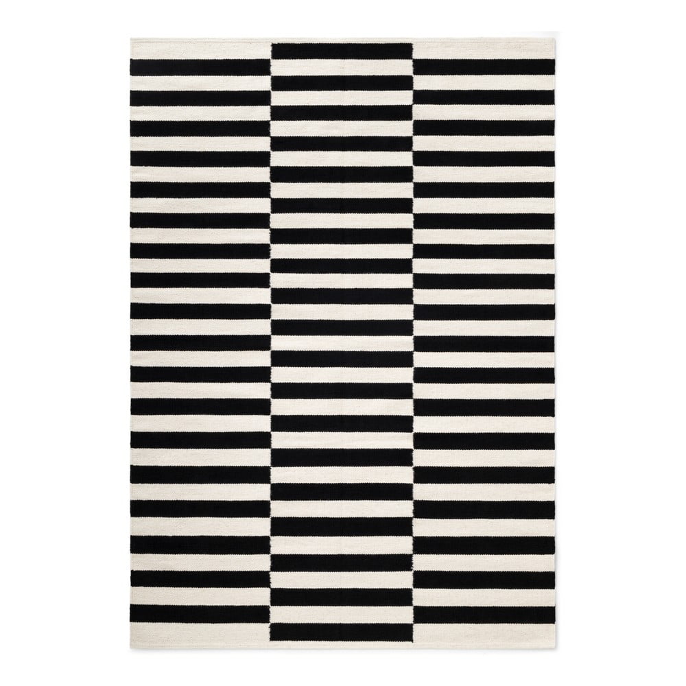 Fekete-fehér kétoldalas kézi szövésű gyapjú szőnyeg 120x180 cm Donna – Hanse Home