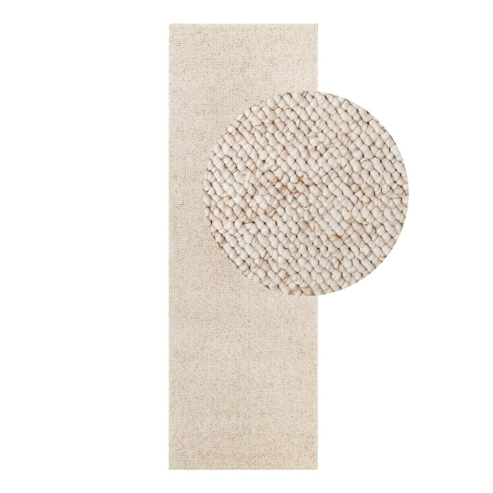 Krémszínű mosható futószőnyeg 80x240 cm Rocco Cream – Elle Decoration