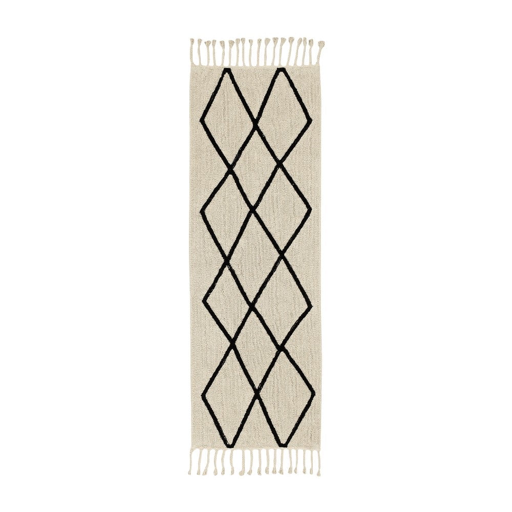 Krémszínű mosható kézi szövésű pamut futószőnyeg 80x230 cm Bereber Beige – Lorena Canals