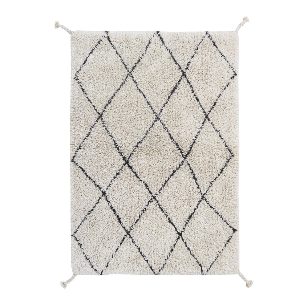 Krémszínű mosható kézi szövésű pamut szőnyeg 70x100 cm Mini Bereber – Lorena Canals