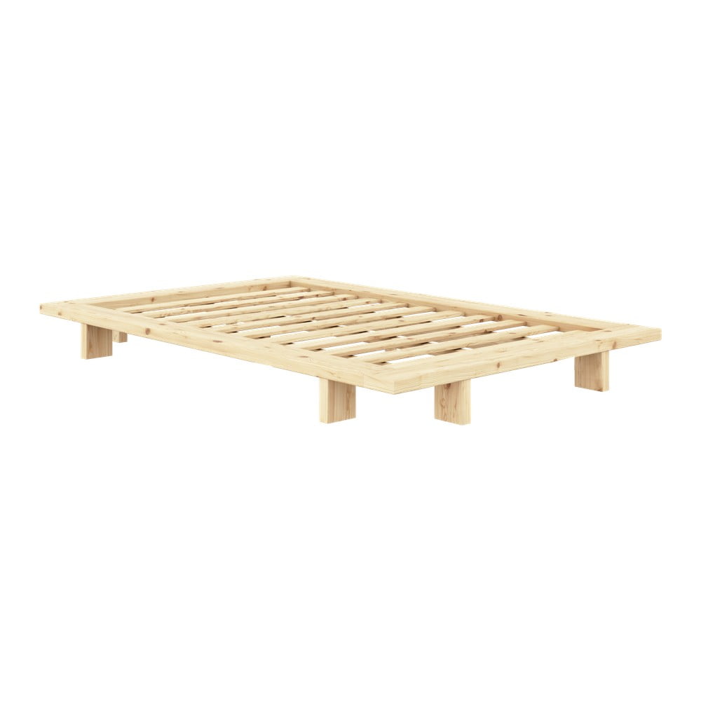 Natúr színű borovi fenyő egyszemélyes ágy ágyráccsal 120x200 cm Japan – Karup Design