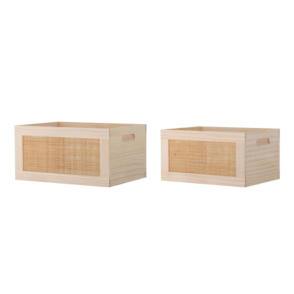Natúr színű dekoratív fa tárolódoboz szett 2 db-os 39x29x20 cm Piana – Bloomingville