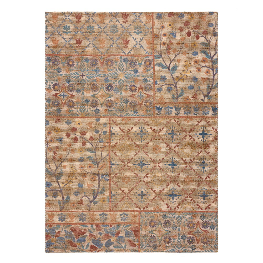 Natúr színű kézi szövésű jutakeverék szőnyeg 200x290 cm Taylor Patchwork – Flair Rugs