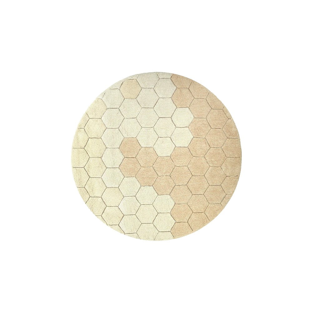 Okkersárga mosható kézi szövésű pamut kerek szőnyeg ø 140 cm Honeycomb Golden – Lorena Canals