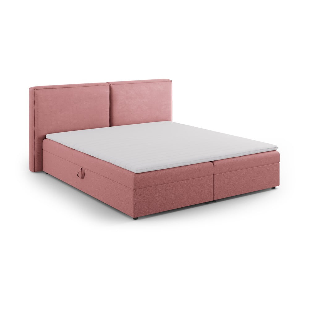 Rózsaszín ágyneműtartós boxspring ágy 140x200 cm Arendal – Cosmopolitan Design