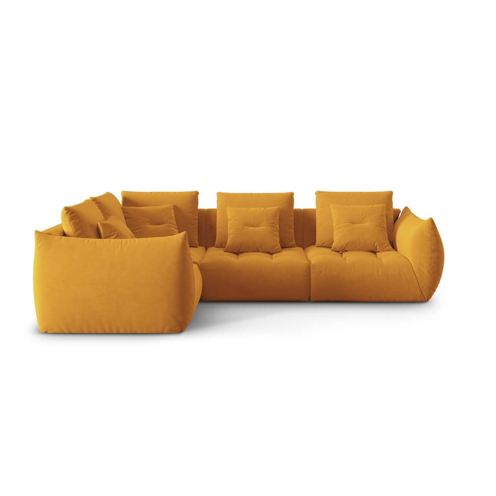 Sárga buklé sarokkanapé (bal oldali-L alakú) Bloom – Micadoni Home