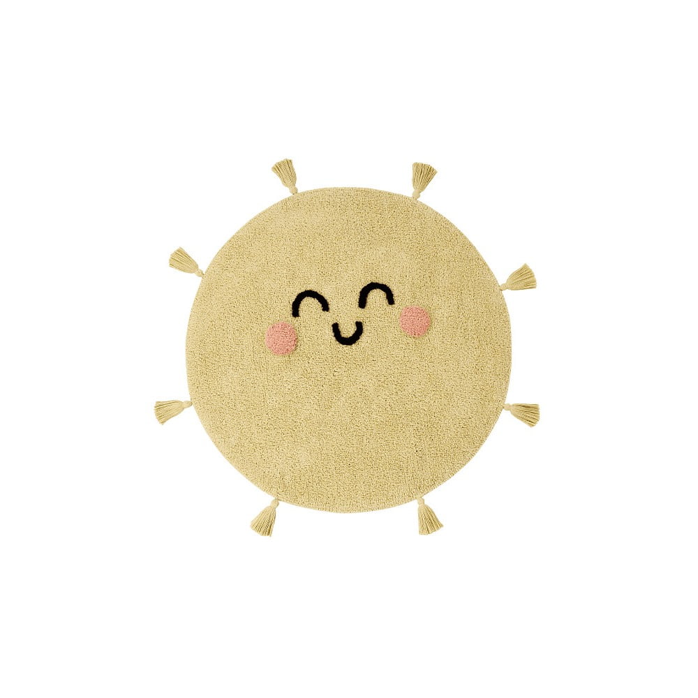 Sárga mosható kézi szövésű pamut gyerek szőnyeg ø100 cm You're My Sunshine – Lorena Canals