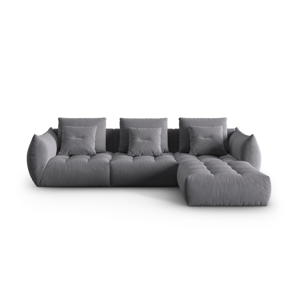 Sötétszürke buklé sarokkanapé (variálható) Bloom – Micadoni Home