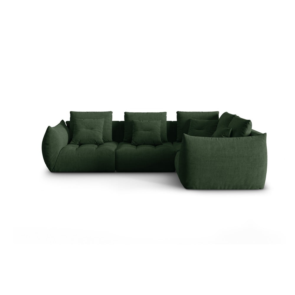 Sötétzöld sarokkanapé (jobb oldali-L alakú) Bloom – Micadoni Home