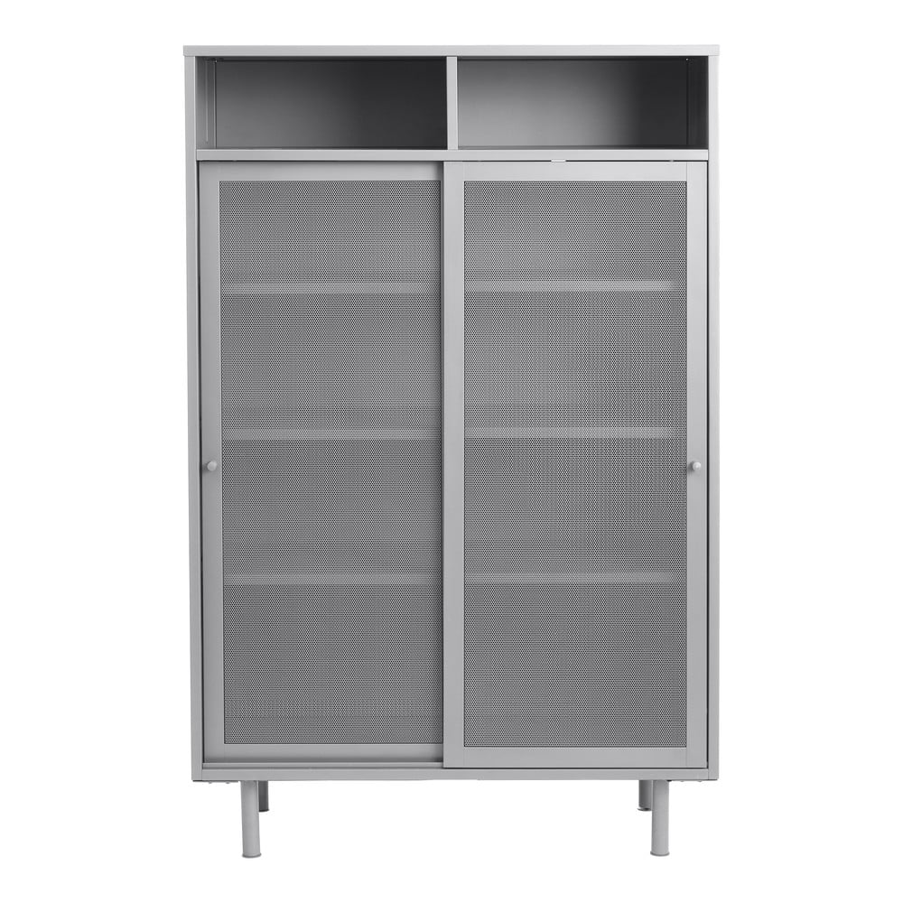 Szürke fém szekrény tolóajtóval 90x140x40 cm Veep – Unique Furniture
