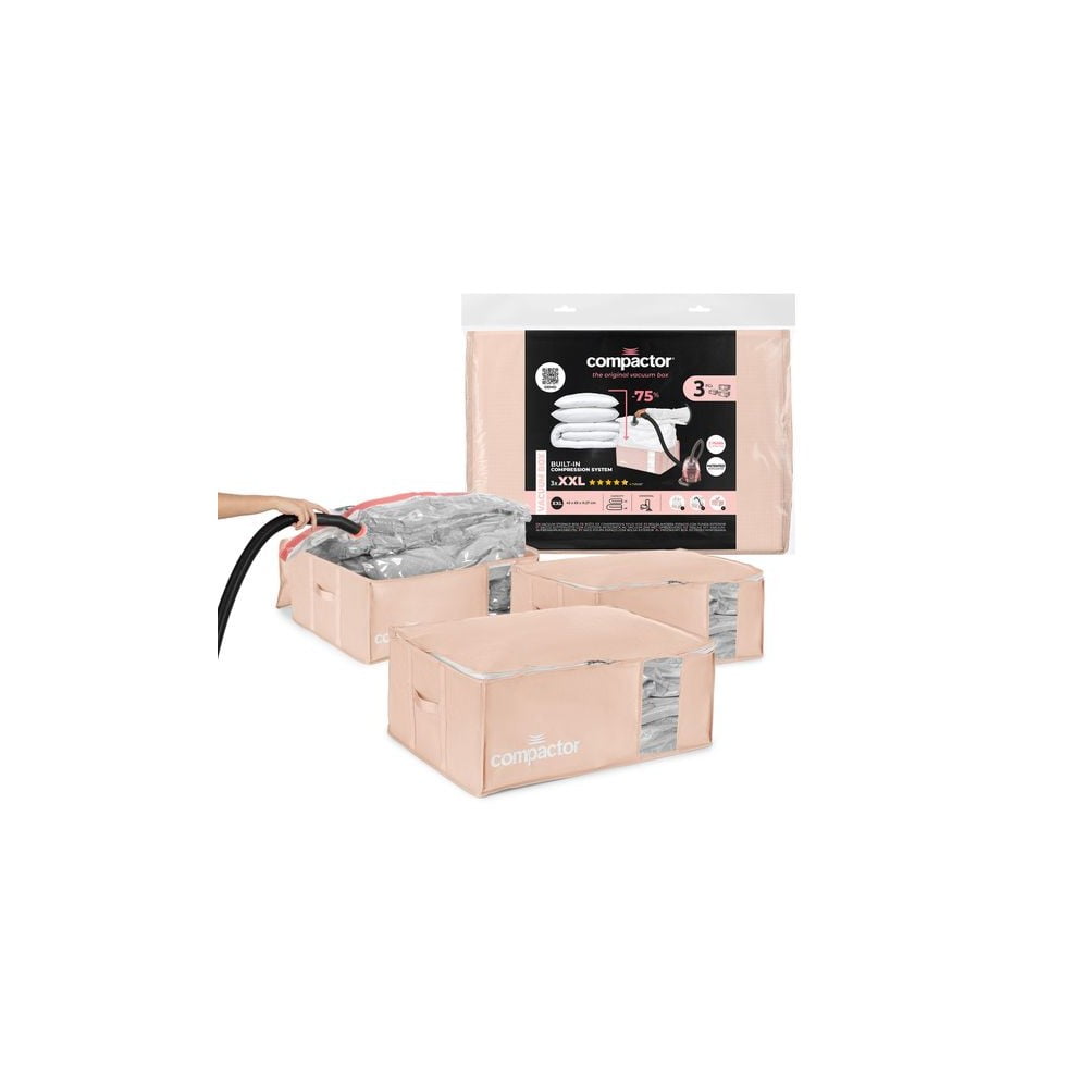 Vákuumos műanyag ruhatároló doboz szett 3 db-os 65x45x27 cm Pink Edition – Compactor