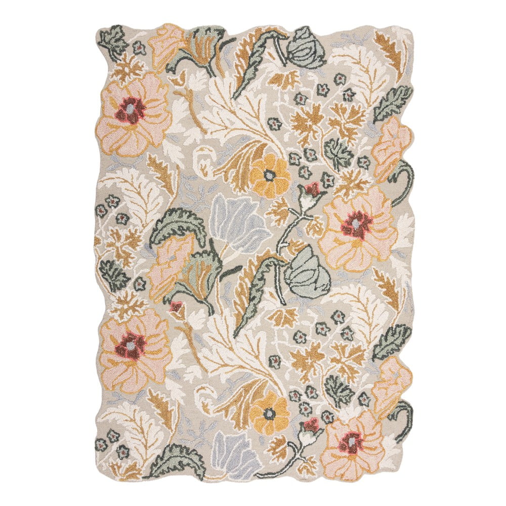 Világos rózsaszín kézi szövésű gyapjú szőnyeg 160x230 cm Daphne Shaped Floral – Flair Rugs