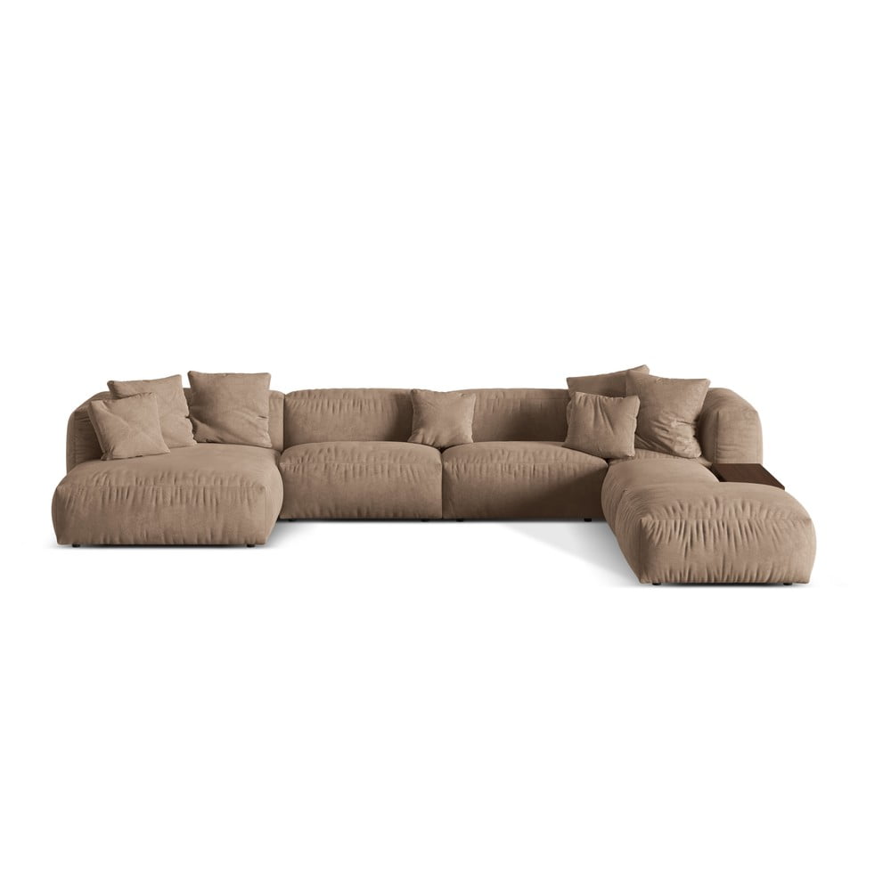 Világosbarna buklé moduláris sarokkanapé (jobb oldali-U alakú) Martina – Micadoni Home