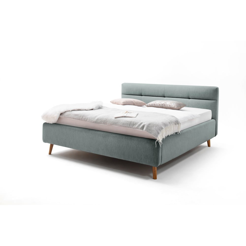 Világoskék kárpitozott franciaágy ágyrács nélkül 180x200 cm Lotte – Meise Möbel