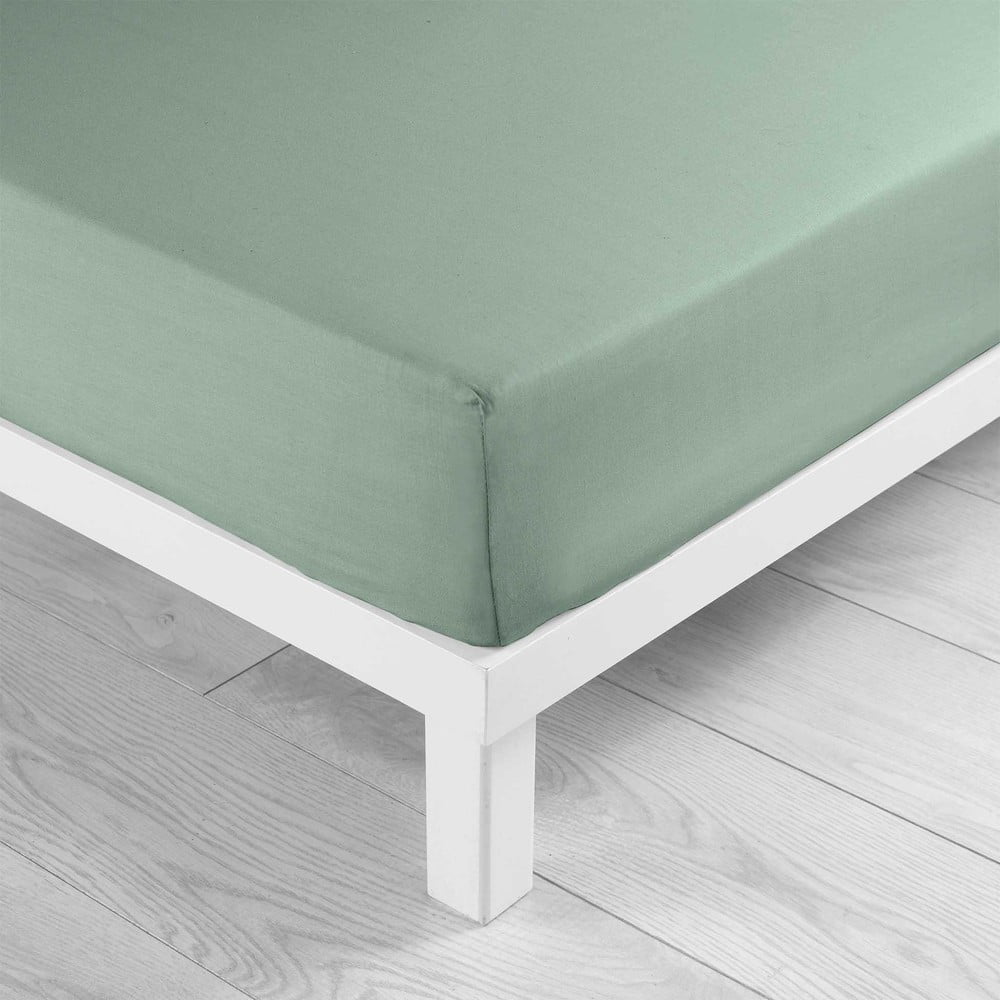 Világoszöld gumis pamut lepedő 140x200 cm Lina – douceur d'intérieur