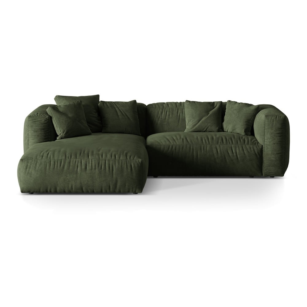 Zöld buklé moduláris sarokkanapé (bal oldali) Martina – Micadoni Home