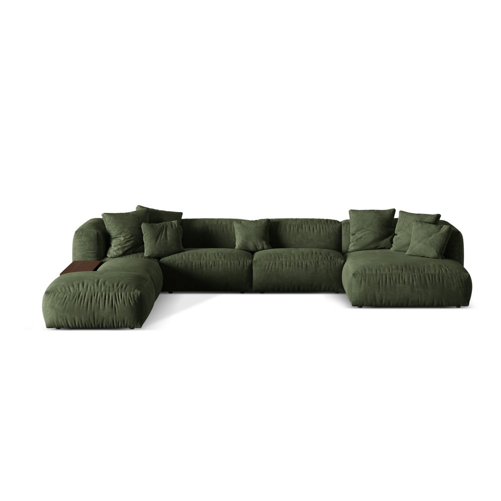Zöld buklé moduláris sarokkanapé (bal oldali-U alakú) Martina – Micadoni Home