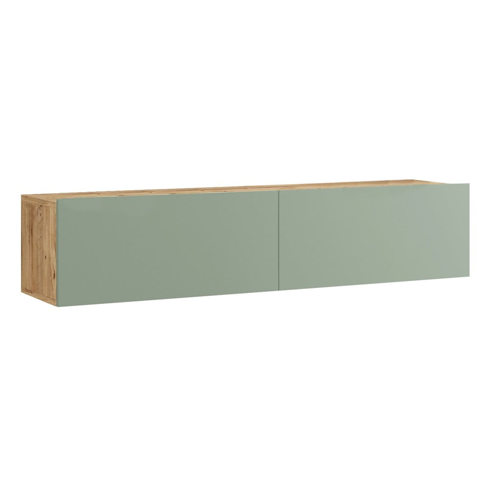 Zöld-natúr színű TV-állvány borovi fenyő dekorral 140x29x32 cm – Kalune Design