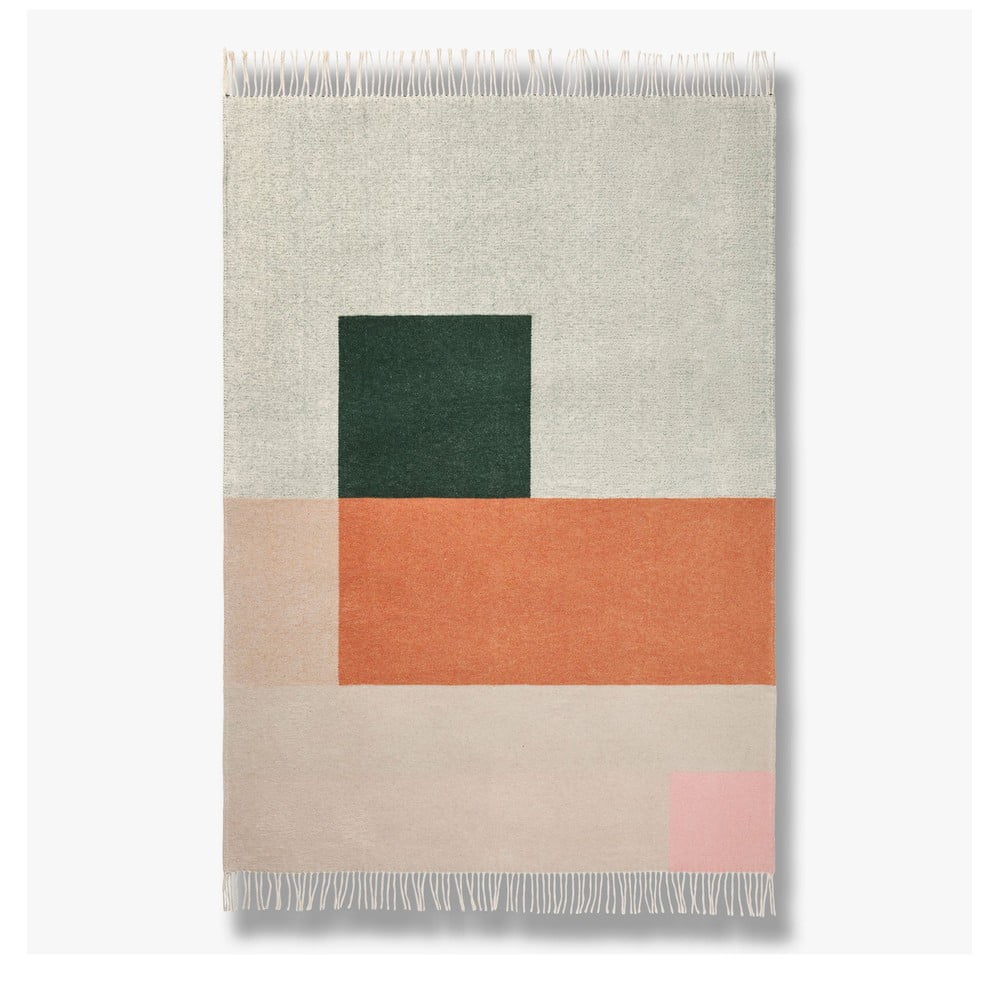Zöld-téglavörös takaró 125x190 cm Brick – Mette Ditmer Denmark