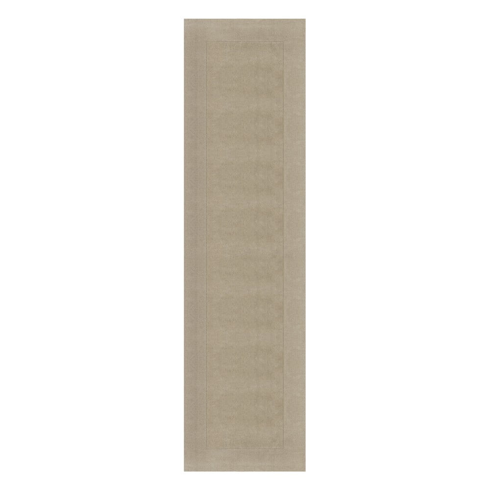 Bézs gyapjú futószőnyeg 60x230 cm – Flair Rugs