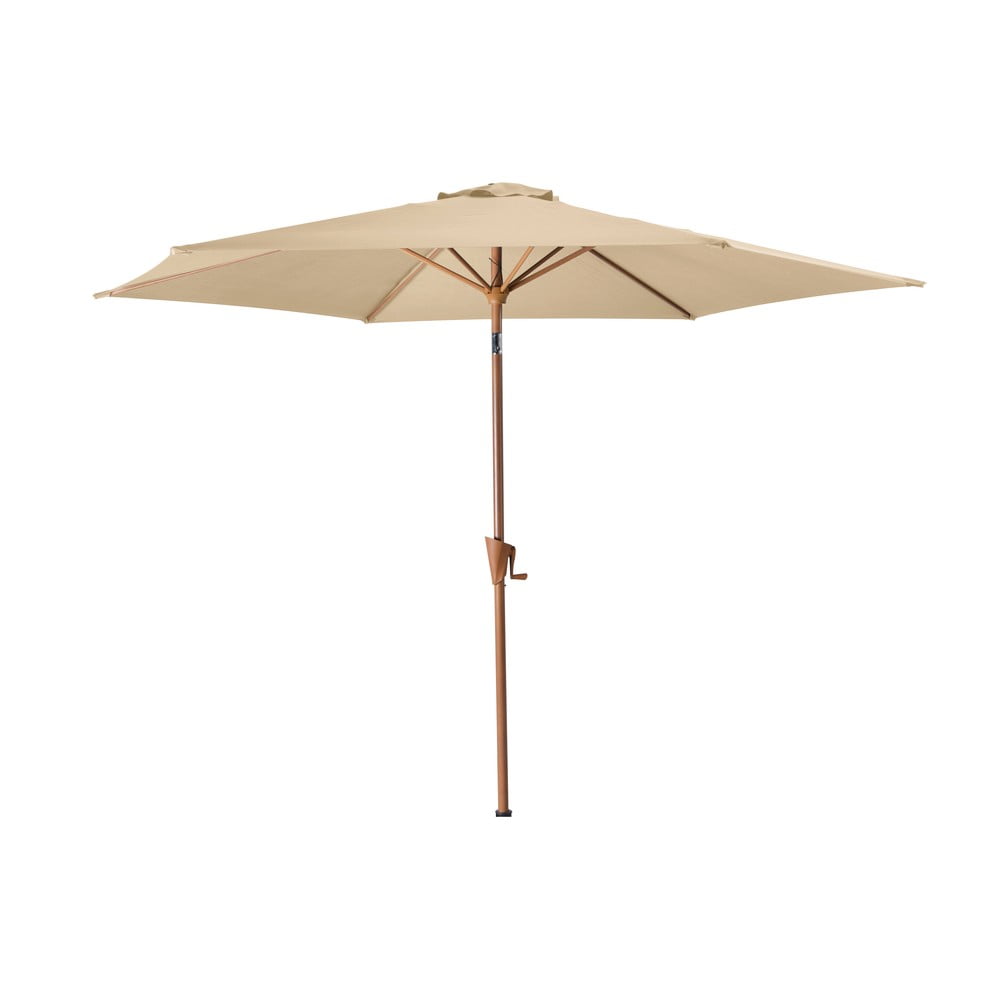 Bézs napernyő ø 300 cm Wood – Rojaplast